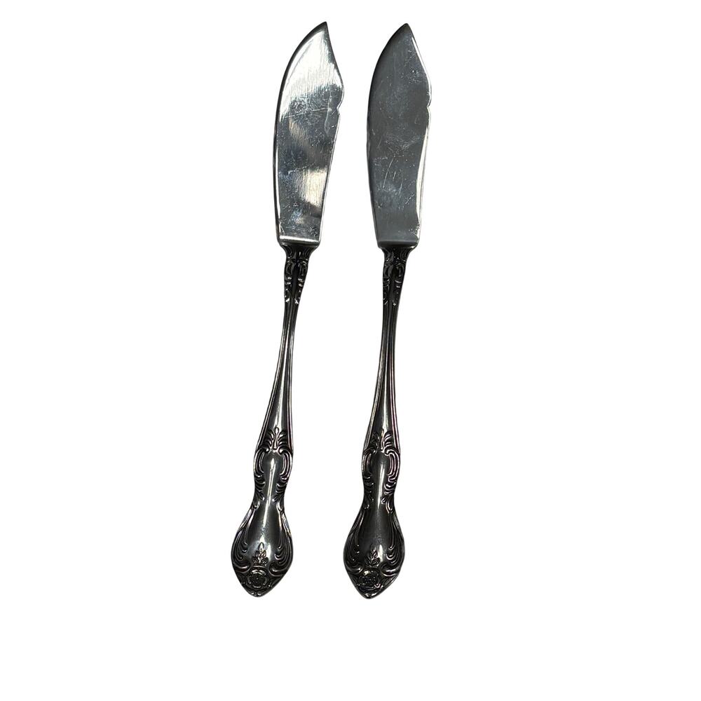 Vintage Easterling Valhalla Stainless Steel Two Butter Knife Knives Set 2 Japan